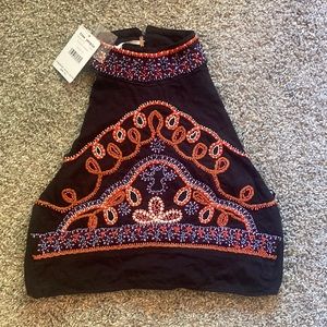 Free People embroidered crop halter